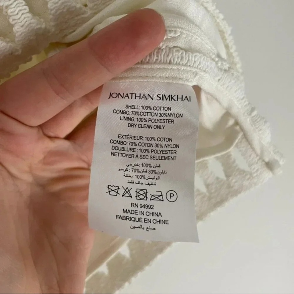Jonathan Simkhai Rossi Net Knit Overlay Polo Shirt in White Size Small - Picture 4 of 5